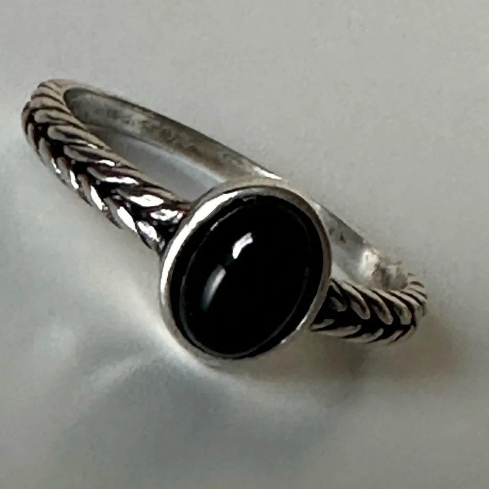 Sterling Silver Braided Onyx Ring